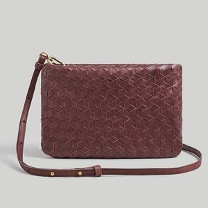 Leather woven crossbody bag